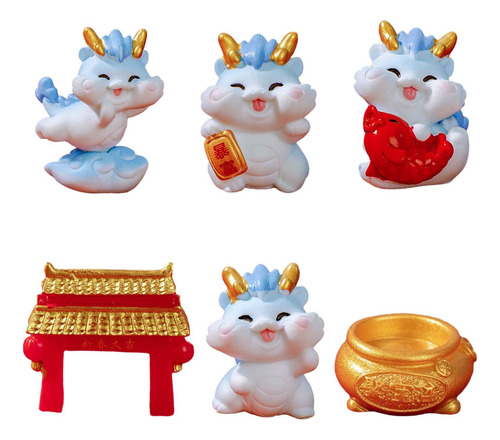 Mini Figura De Dragón Decorativa Para Chimenea, 6 Uds.