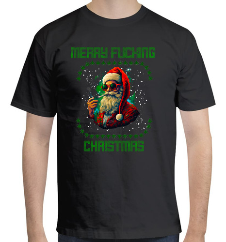 Playera Ugly Sweater Navidad - Santa Claus Weed - Santa