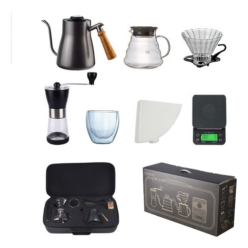 Set De Cafetera Portátil V60 De 7 Piezas Con Bolsa De Viaje