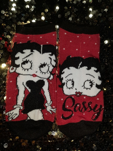 Medias Betty Boop Original Roja Negro Colección Moda Nueva