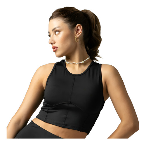 Top Largo Mozione 6440 Con Recorte En Polisap Negro S