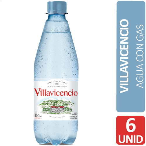 Imagen 1 de 7 de Agua Villavicencio Con Gas De Mesa Mineral Natural - Pack X6
