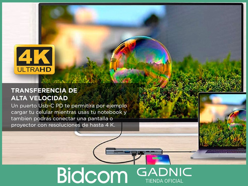 Imagen 6 de 10 de Apadtador Hub Usb C Pc Mac 8 En 1 Multifuncion Pro 10gbps