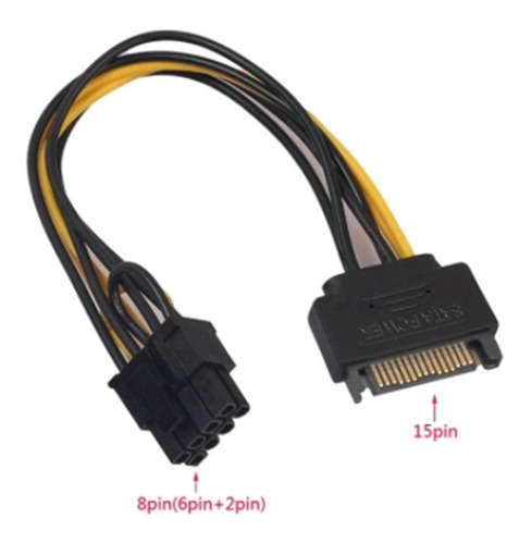 Cable Adaptador Single Sata A 6+2  8 Pin Gpu