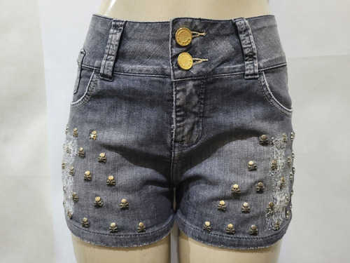 Shorts Jeans Yexx Detalhe Caveira Tam 36 38 Usado Bom Estado