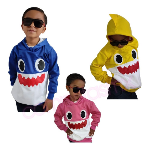 Sudadera Baby Shark Con Gorro Aleta Niño Niña Bebé 