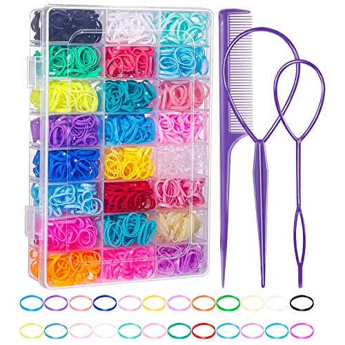 Hautoco 2000pcs Bandas De Pelo, 24 Colores Pequeños Dbpna