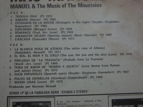 Vinilo Manuel Y The Music Of The Mountains Es1