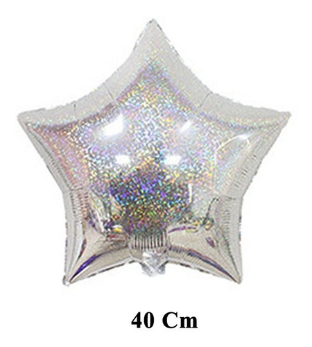 10 Balões Metalizado Estrela 40 Cm Prata Glitter Festa