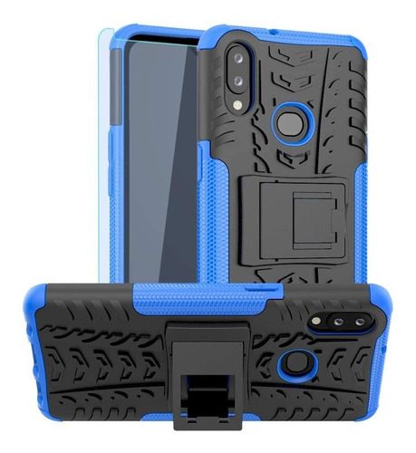 Funda Para Galaxy A10s, Azul/negro/soporte/resistente