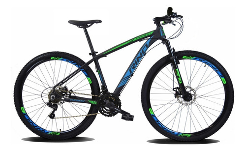 Bicicleta Rino Everest 29 - Shimano 2.0 - 21v Cor Azul/verde Tamanho Do Quadro 15