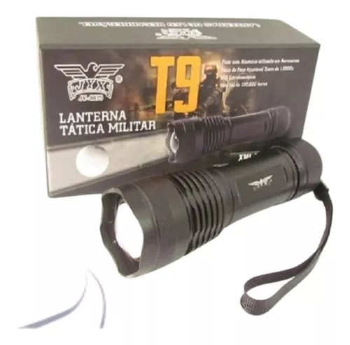 Lanterna Tática Led T9 8875 Militar Mega Potente Zoom 5 modos de Iluminação  - Lanternas Importadas