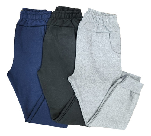 Pack X 3 Pantalones Jogging Algodon Con Puño Frisa Niños 