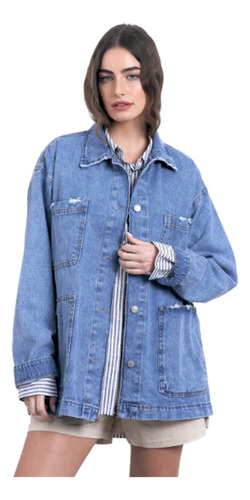 Saco Jean Campera Denim Talle Amplio Oversize