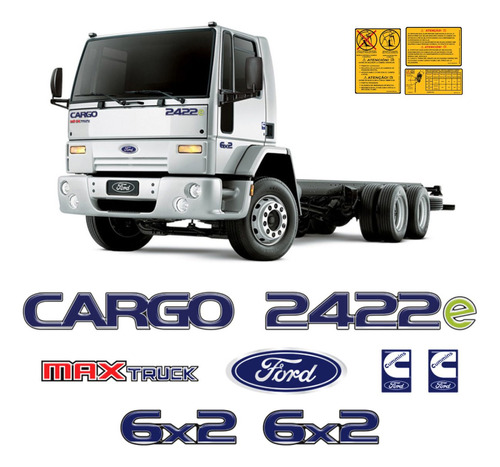 Kit Adesivos Cargo 2422e Max Truck 6x2 Emblema Caminhão Ford