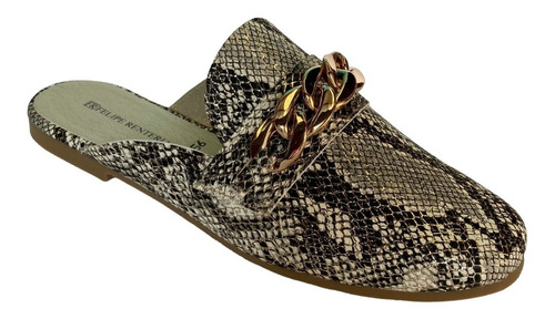 Imagen 2 de 9 de Zapato Flat Dama Felipe Rentería Mule Con Cadena