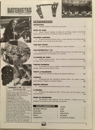 Revista Bateristas Al Sur # 2-4 Morelli Tanque Iglesias (Usado)