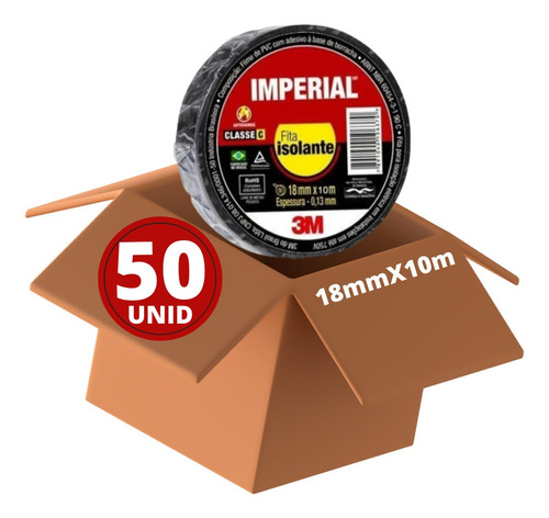 Kit Com 50 Unid Fita Isolante 3m Imperial 18 Mm X 10 Mt 750v