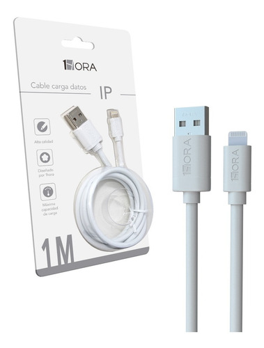 Cable Para iPhone 1hora 1m Usb 2.1a Carga Datos Color Blanco