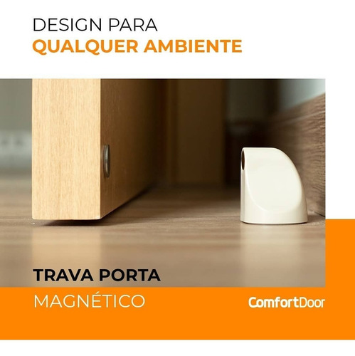 Trava Porta Magnético Original Adesivo Comfort Door - Prata
