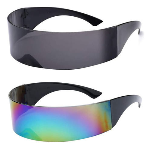 Ploplo 2 Pack Futuristic Cyclops Monoblock Shield Gafas De S