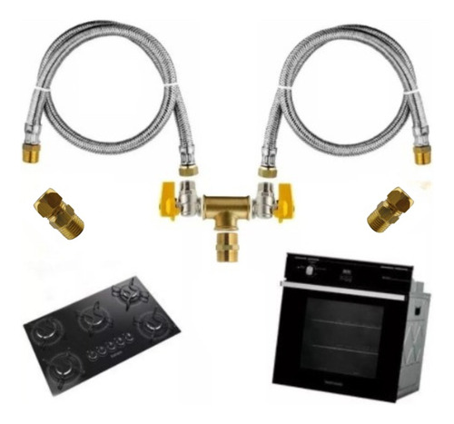 Kit Duplo Gás Encanado P/ Cooktop E Forno Flexível 1,50 Mt