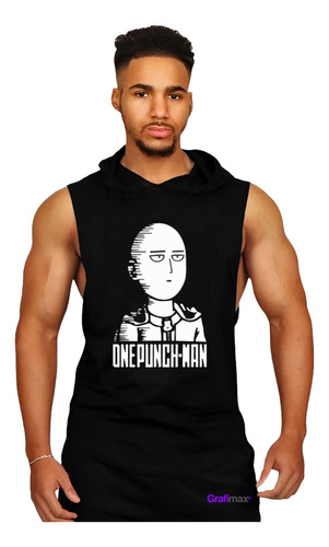 Polera Musculosa Capucha Poker Face One Punch Man Grafimax