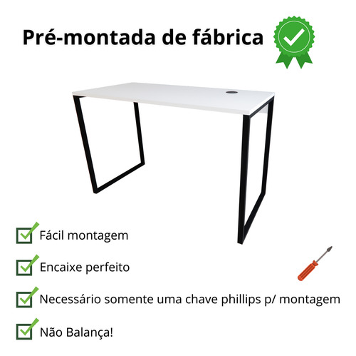 Mesa Escrivaninha Estilo Industrial Com Carregador Sem Fio