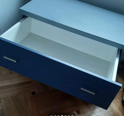 Cajonera De Guardado Y Mesa De Tv Gris Y Azul (Usado)