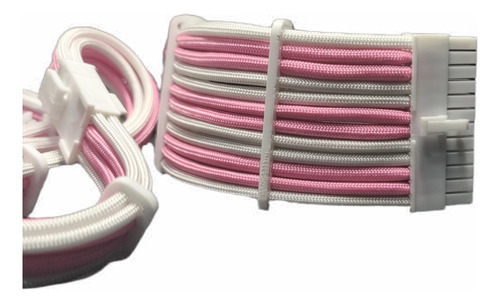 Kit 3 Cabos Extensores Sleeve Premium Rosa Pink 24 1pci 1cpu