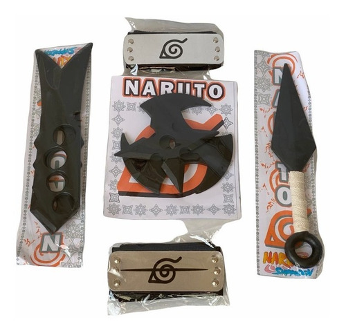 Pack Naruto Vincha X2 Pvc+ Kunai + Shuriken + Cuchillas