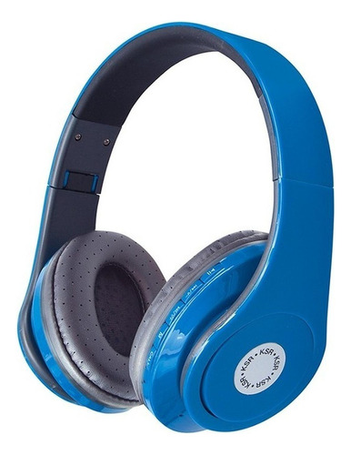 Audífonos Bluetooth Ksr Manos Libres Acojinados Antiruido Color Azul