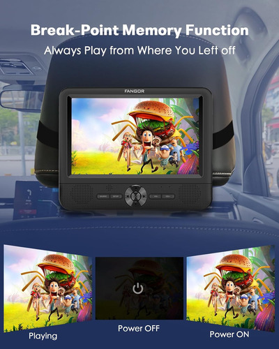 Reproductor De Dvd Portátil Dual De 19cm Para Coche