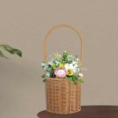 Cesta De Canasta De Manos Canasta De Decoración 15x15x32cm