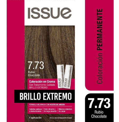 Issue Brillo Extremo Coloración Permanente Kit Tono 7.73 Rubio Chocolate