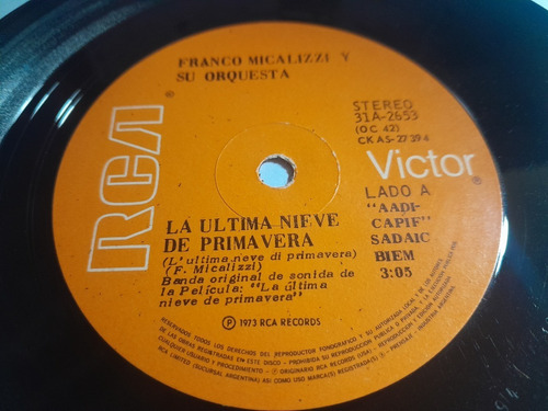 Simple -franco Micalizzi -la Última Nieve De Primavera -1973