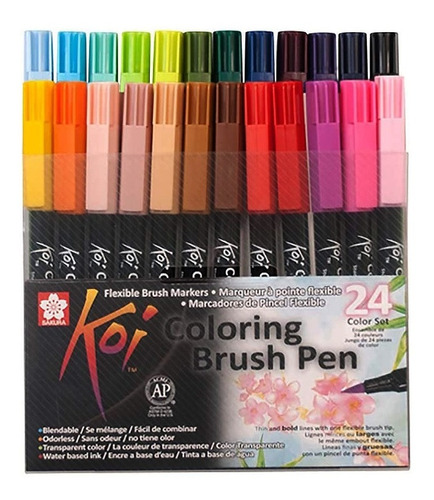 Caneta Pincel Brush Koi Coloring Brush Pen Sakura 24 Cores