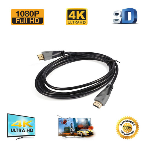 Cabo Hdmi 1.8m 1.4 Ultra Hd 3d 4k Alta Resolução 1080p Fullh