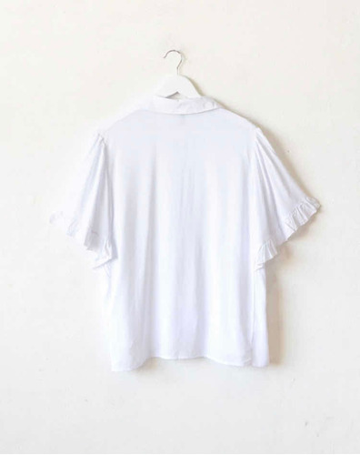 Imagen 3 de 4 de Blusa Estilo Camisa Manga Con Volados Talles Grandes