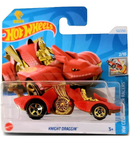 Knight Draggin' Rojo Hot Wheels C24 Tarjeta Corta