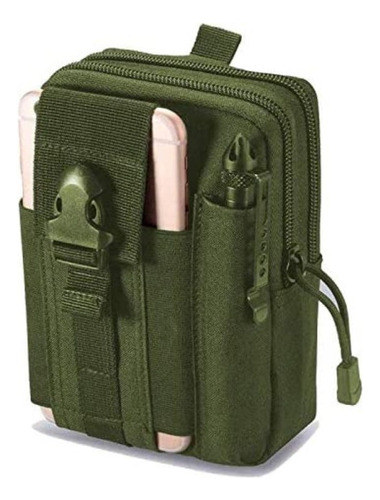 Pouch Estuche Molle Edc Cinturón Riñonera Porta Celular Color Verde