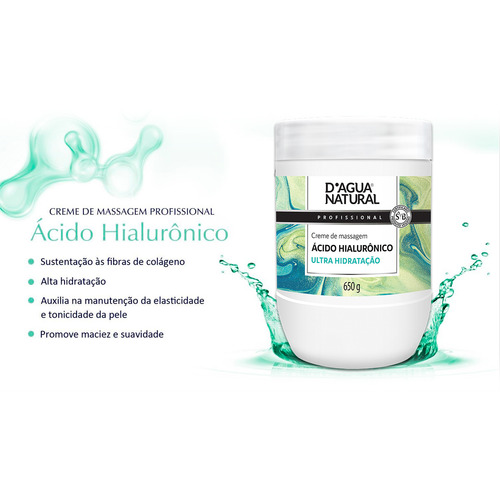 Creme De Massagem Ácido Hialuronico 650g Dagua Natural