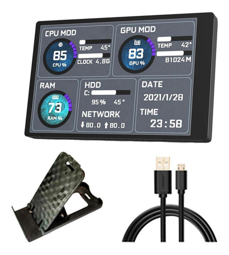 Display Ips De 3,5 Polegadas Para Cpu Gpu Ram Hdd Dynamic