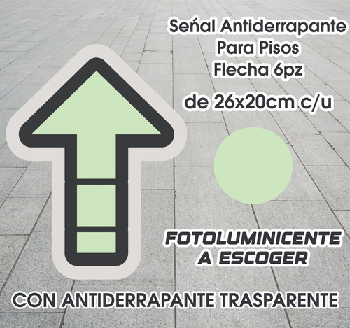 6pz. Calcomania Sticker Flechas Para Piso En Fotoluminicente