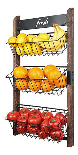 Cesta De Frutas De 3 Niveles Para Montaje En Pared, Estante 