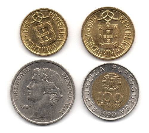 Portugal Grupo De 4 Monedas 1980 A 1999