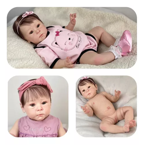 Bebê Reborn Ana, Silicone, Boneca Realista Banho Fio A Fio