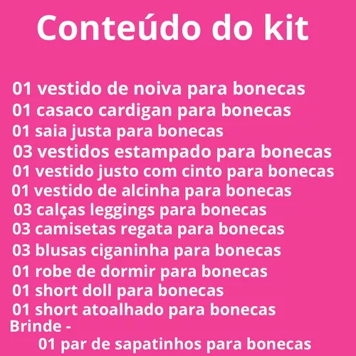 Conjunto Saia e Blusa kit Roupinha Look de Boneca Barbie Ciganinha