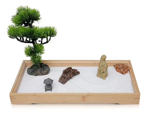 ENSO - Jardín Zen japonés para computadora, extragrande, 16 x 8 pulgadas,  mini jardín Zen con arena