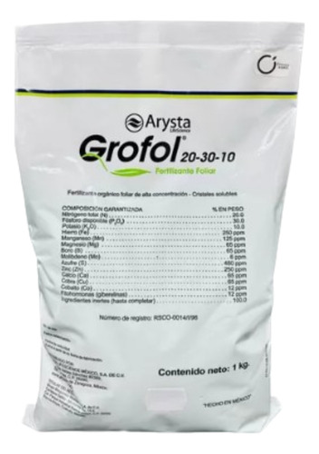 Grofol 20-30-10 Upl 1k Fertilizante Foliar